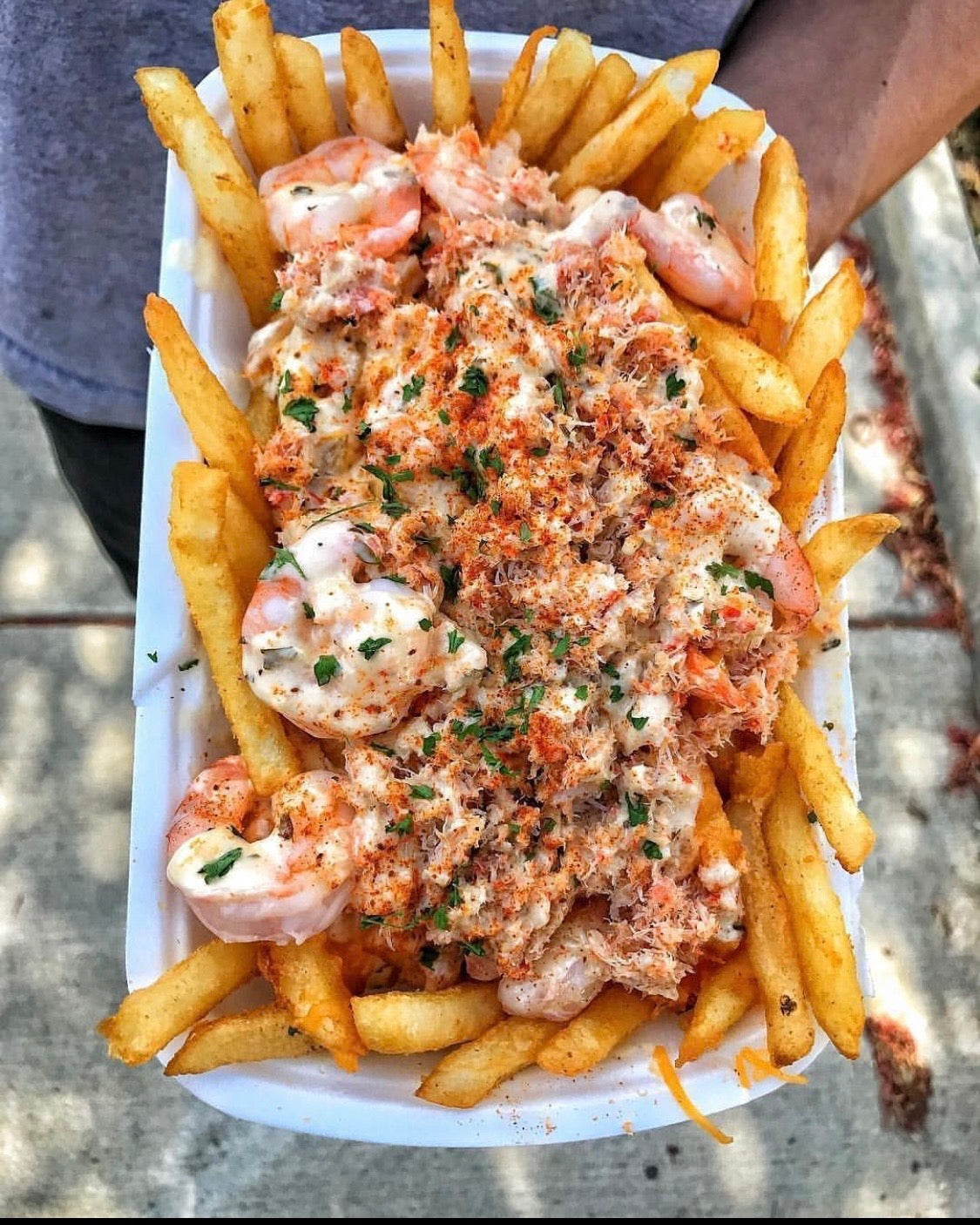 Loaded Seafood Fries (Easy Cheesy Shrimp & Crab Fries)