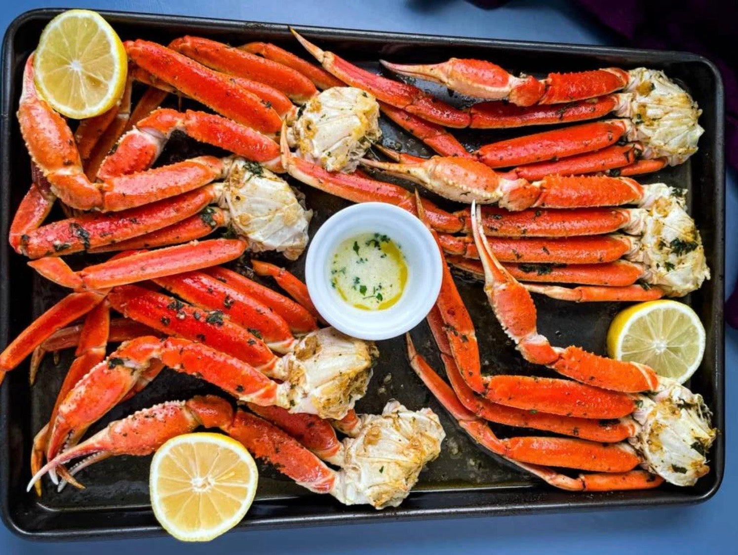 Cajun Garlic Butter Crab Leg Bake (Easy Seafood Tray)