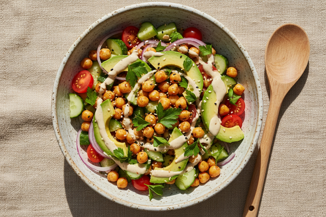 🌱🥑 Creamy Chickpea Avocado Salad Healthy Vegan