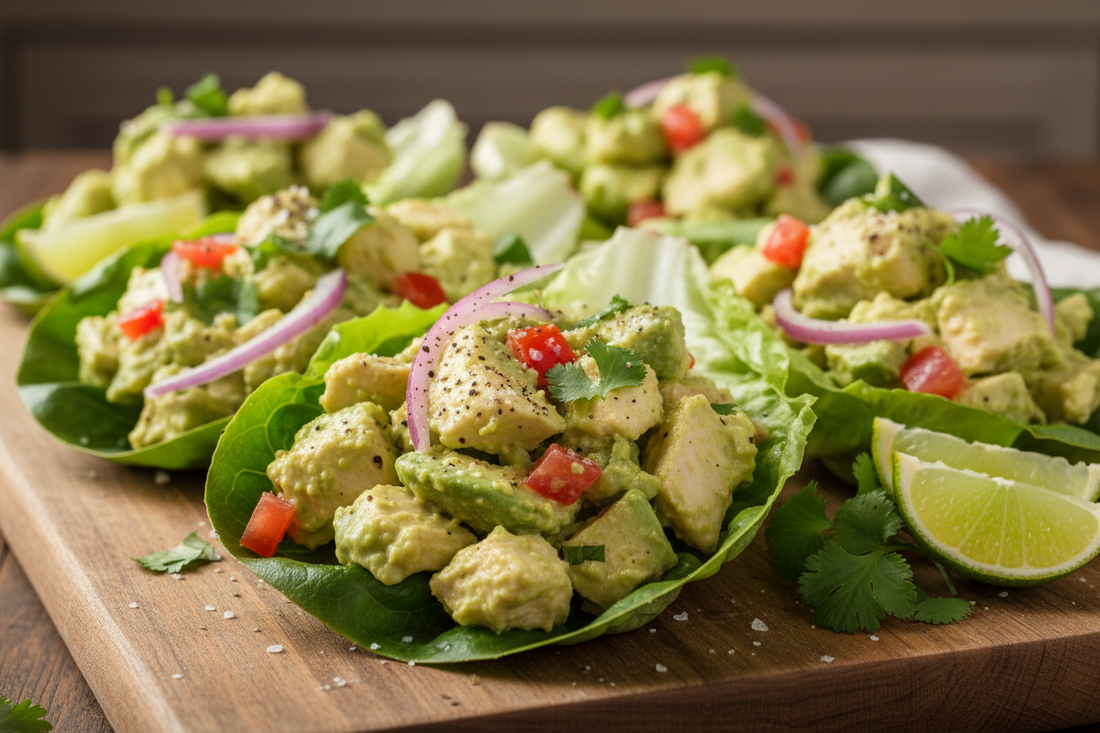 🥑🍅 Avocado Chicken Salad Lettuce Wraps