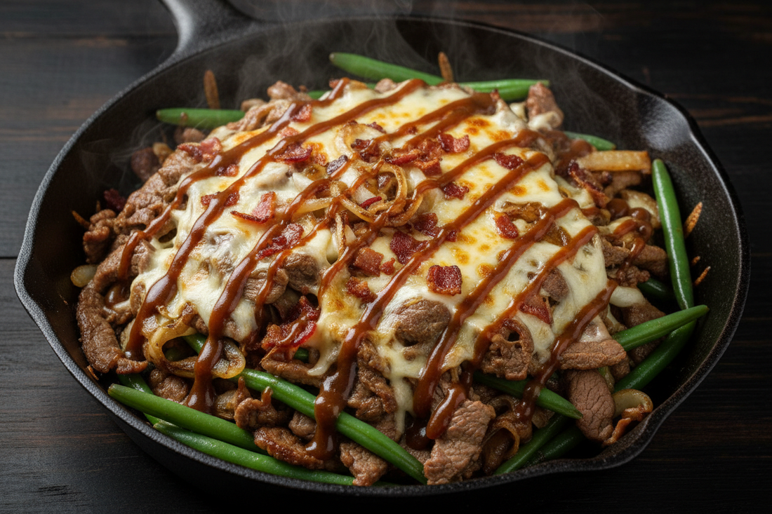 🥩🫛 Loaded Green Beans & Shaved Steak Skillet