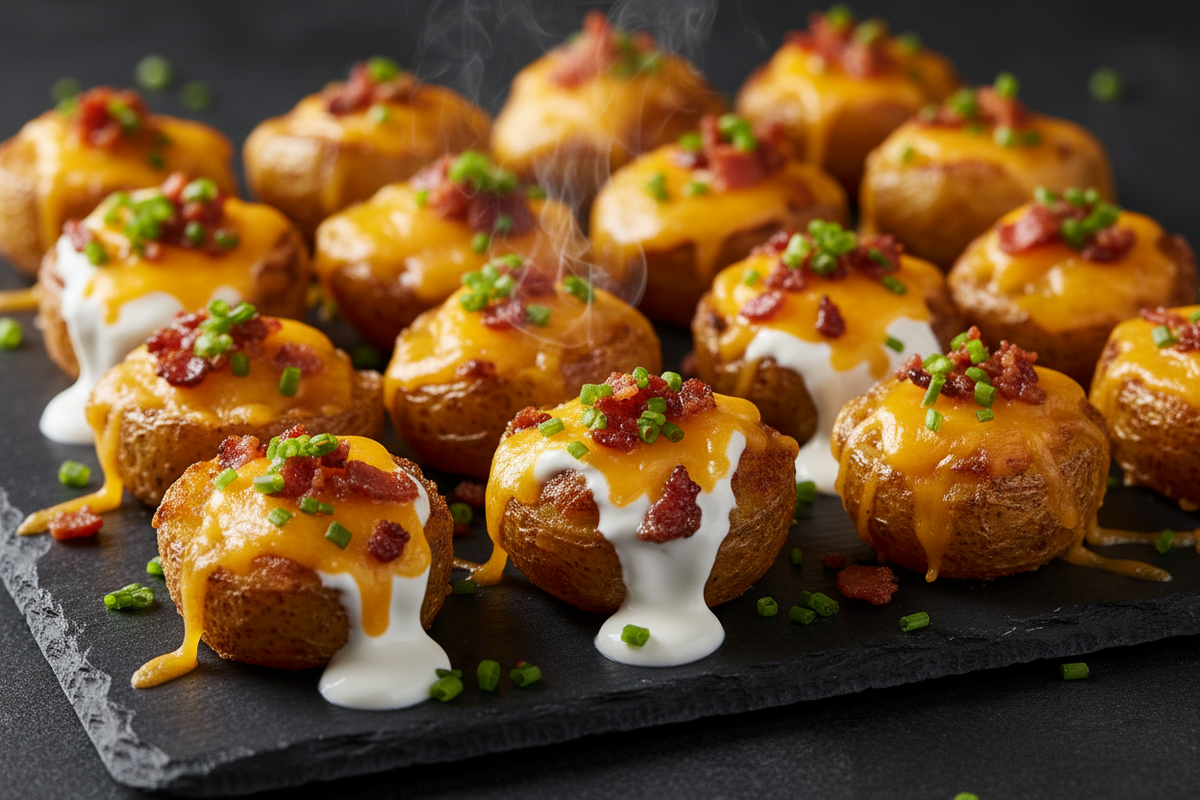 🥔 Loaded Mini Potato Bites with Cheese & Turkey Bacon | Easy Eatz