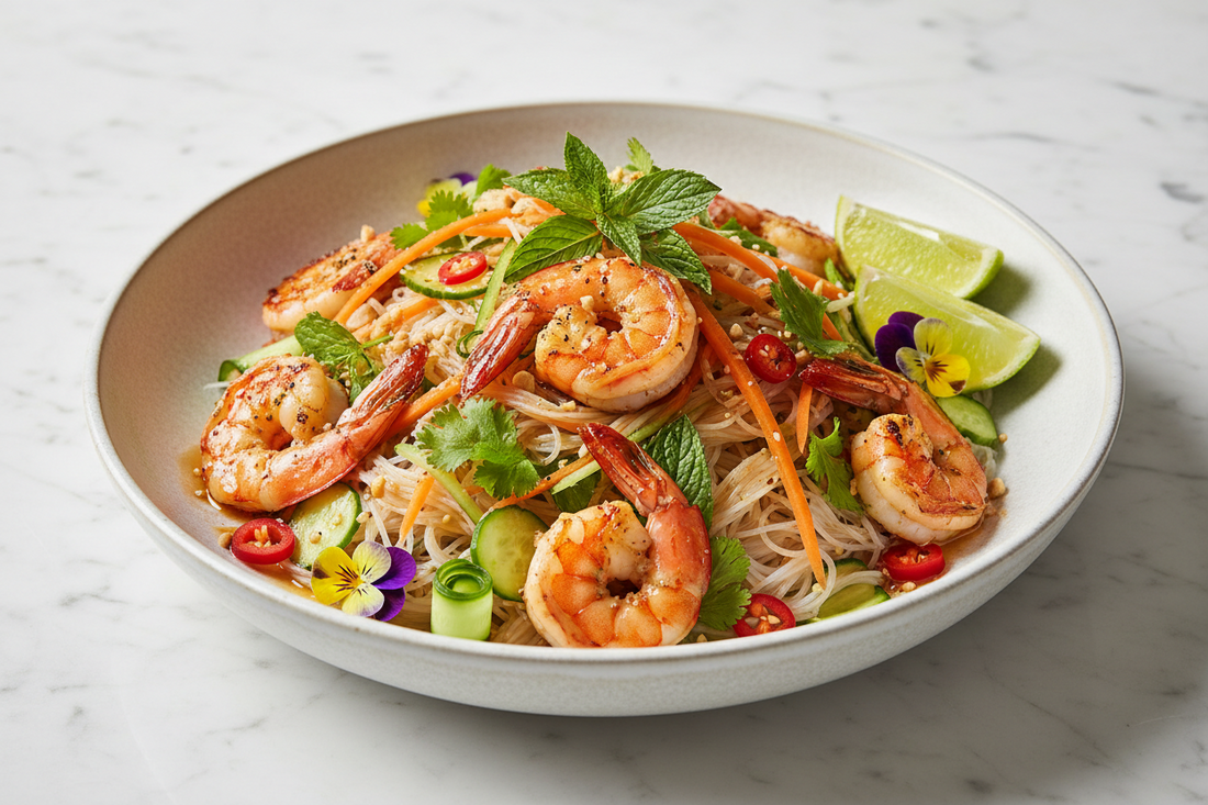 🍤🥒 Asian Shrimp Rice Noodle Salad