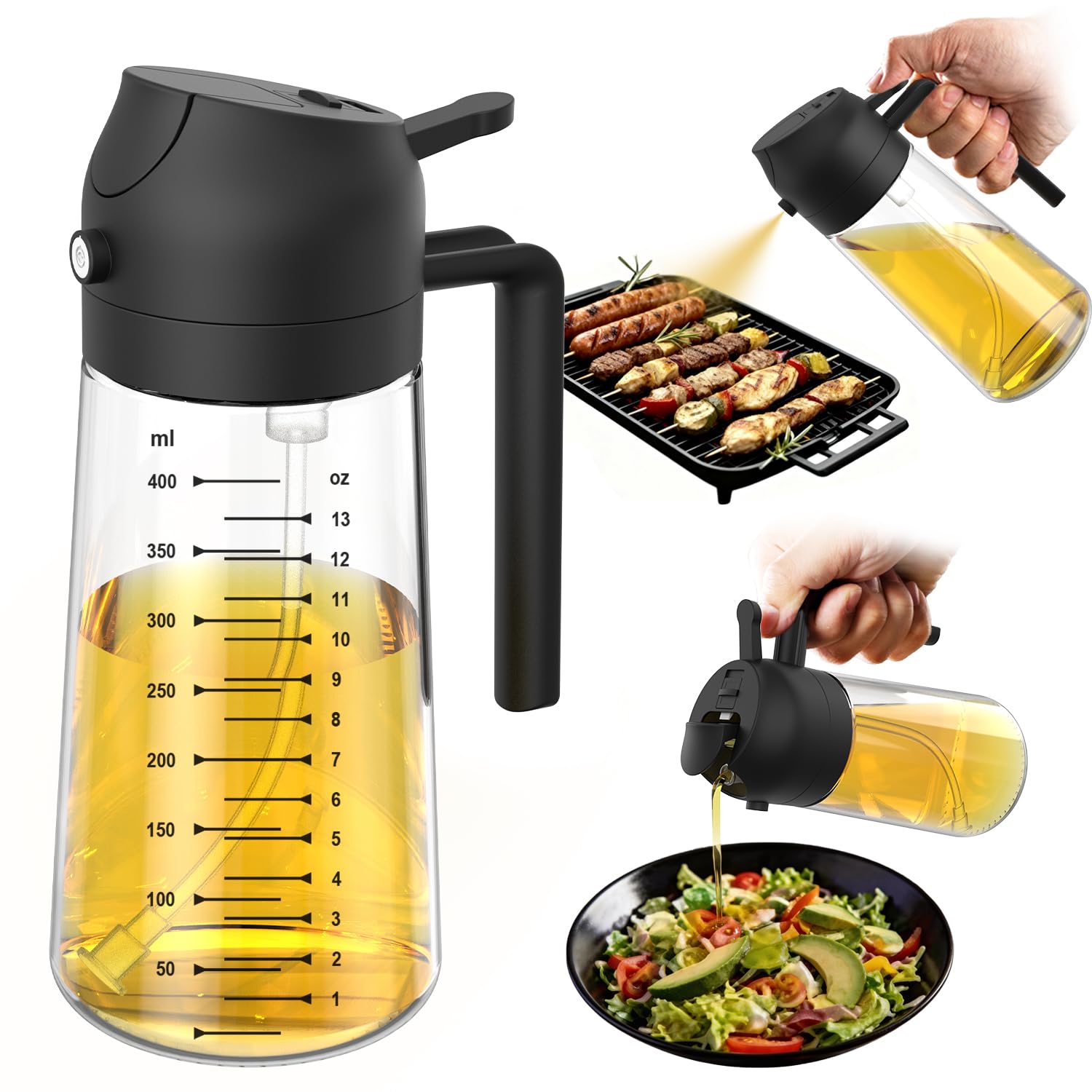 2-in-1 Glass Olive Oil Sprayer Bottle
