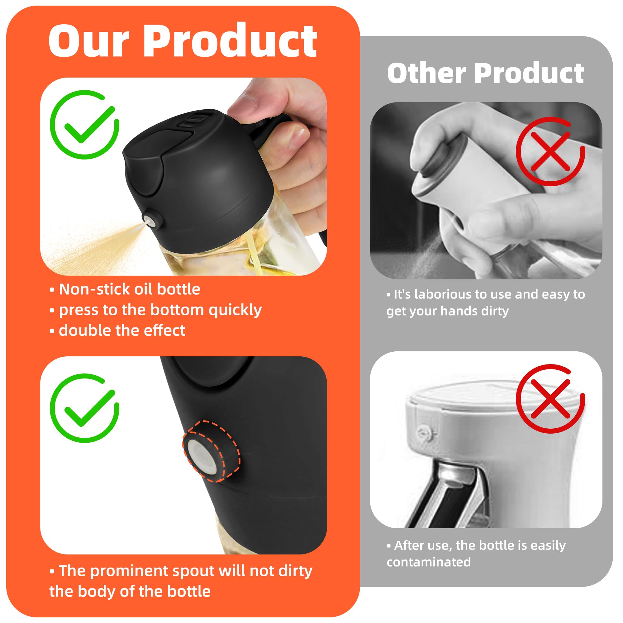 2-in-1 Glass Olive Oil Sprayer Bottle