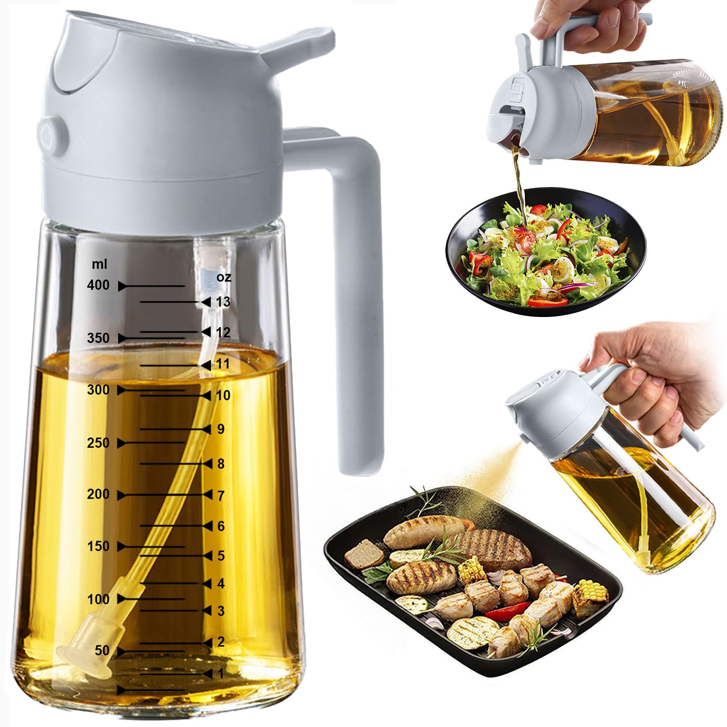 2-in-1 Glass Olive Oil Sprayer Bottle
