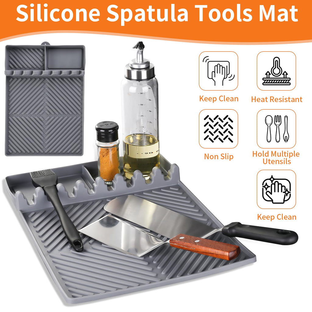 Silicone Griddle Tool Mat with Drip Pad