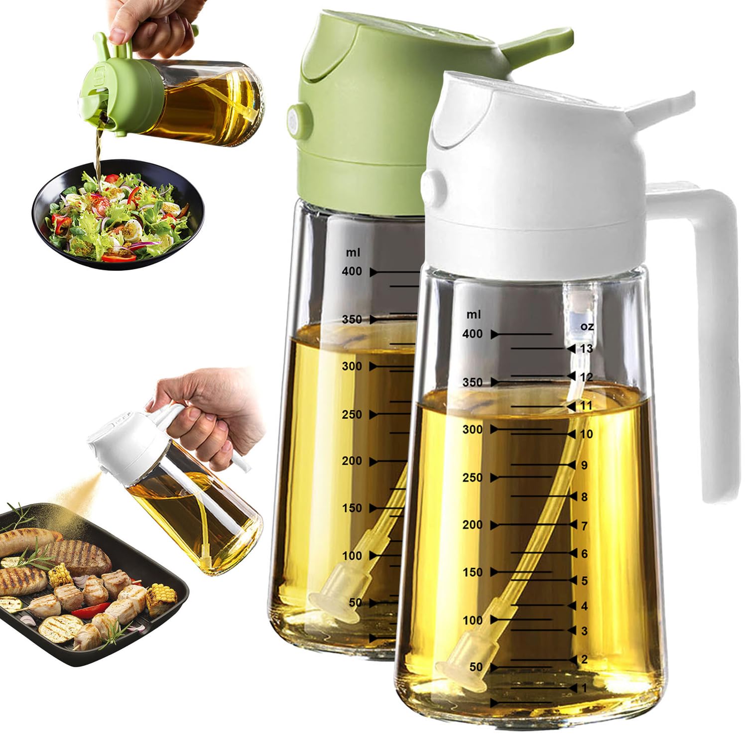 2-in-1 Glass Olive Oil Sprayer Bottle