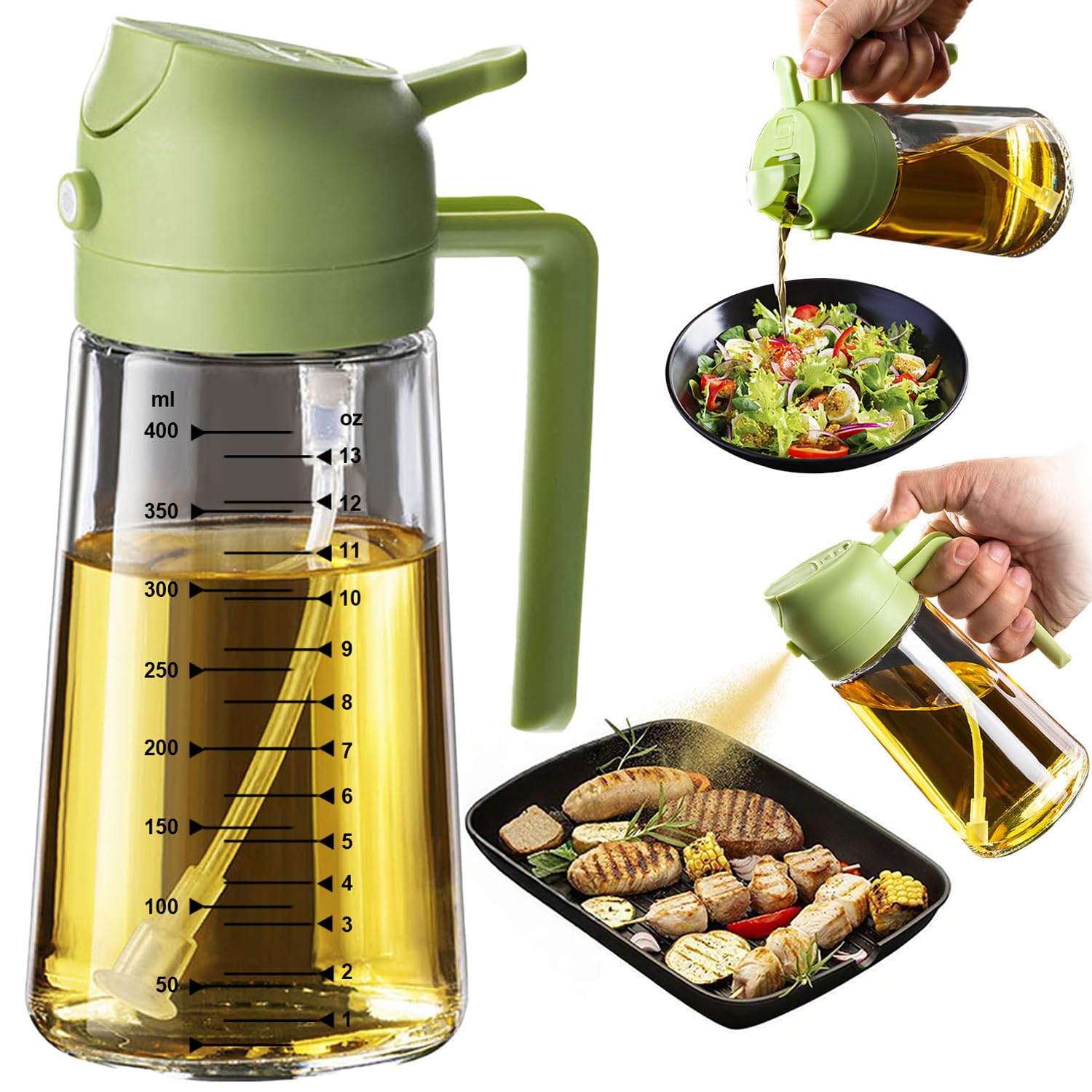 2-in-1 Glass Olive Oil Sprayer Bottle