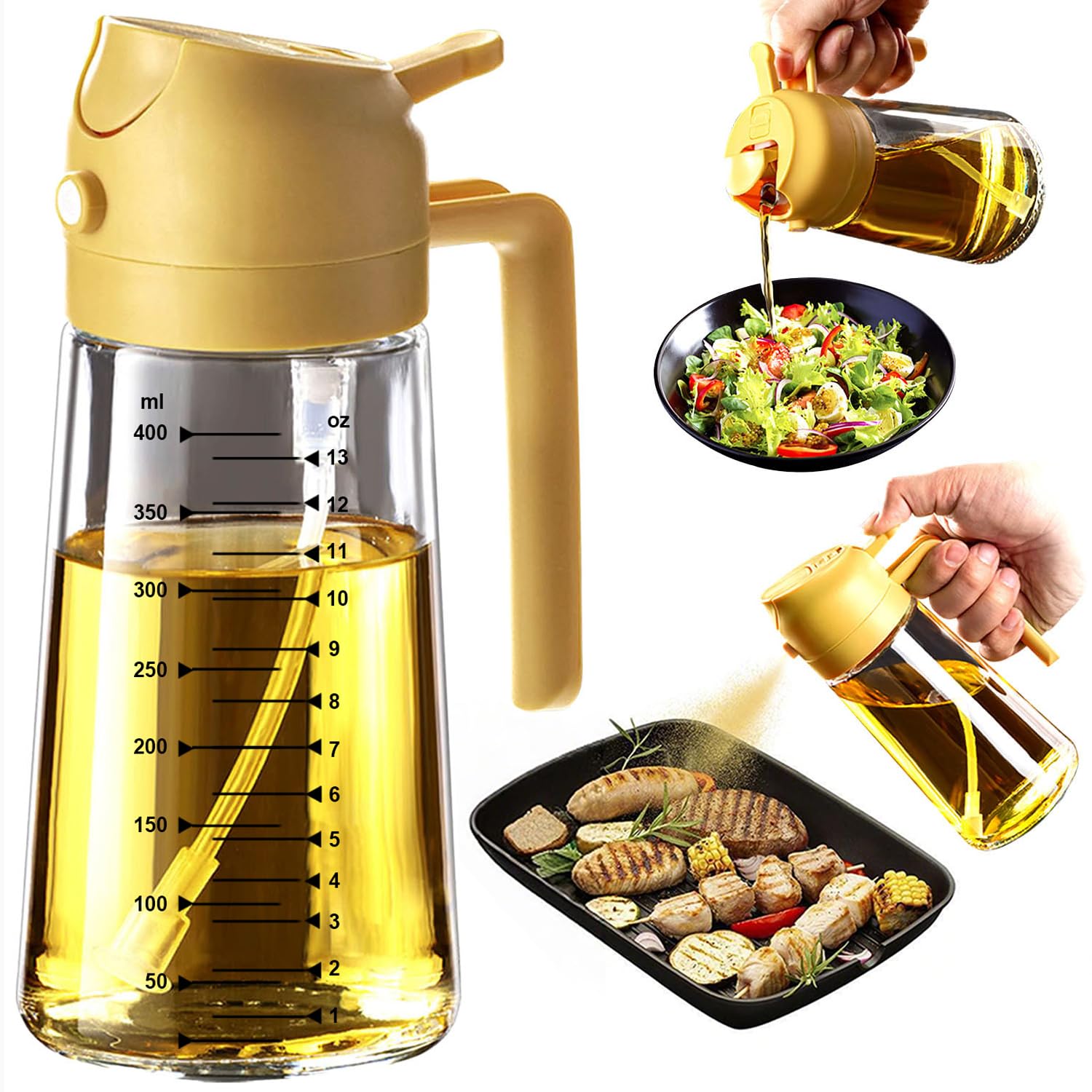 2-in-1 Glass Olive Oil Sprayer Bottle