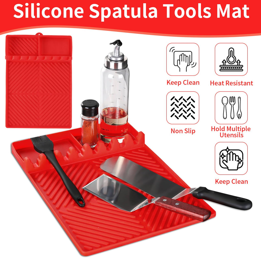Silicone Griddle Tool Mat with Drip Pad