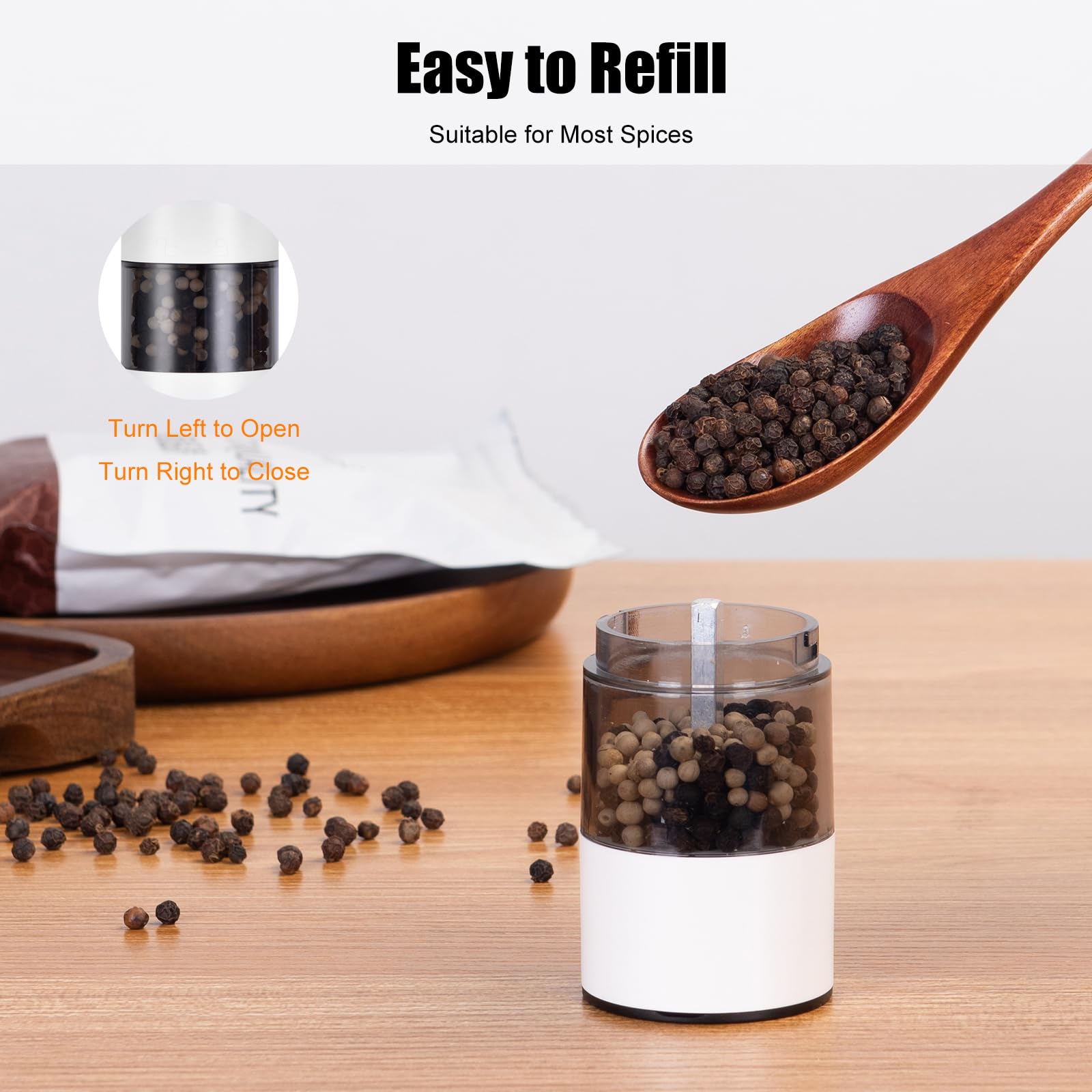 Automatic Rechargeable Salt & Pepper Mill Set