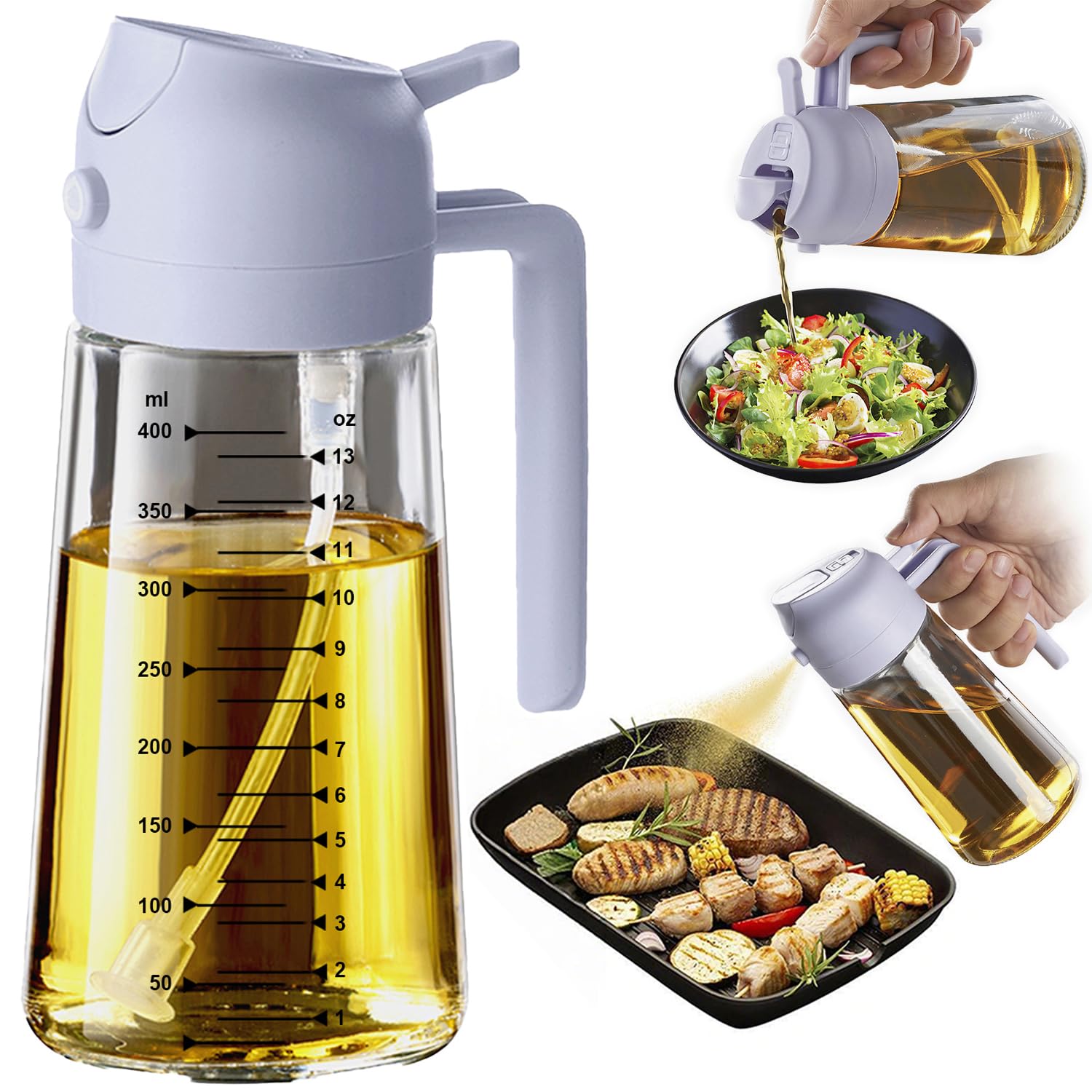 2-in-1 Glass Olive Oil Sprayer Bottle