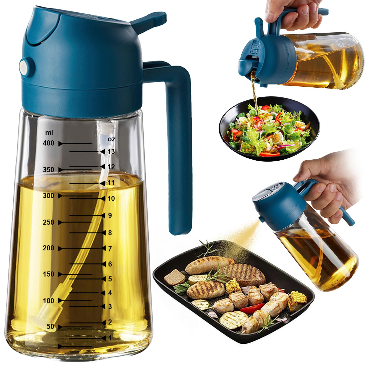 2-in-1 Glass Olive Oil Sprayer Bottle
