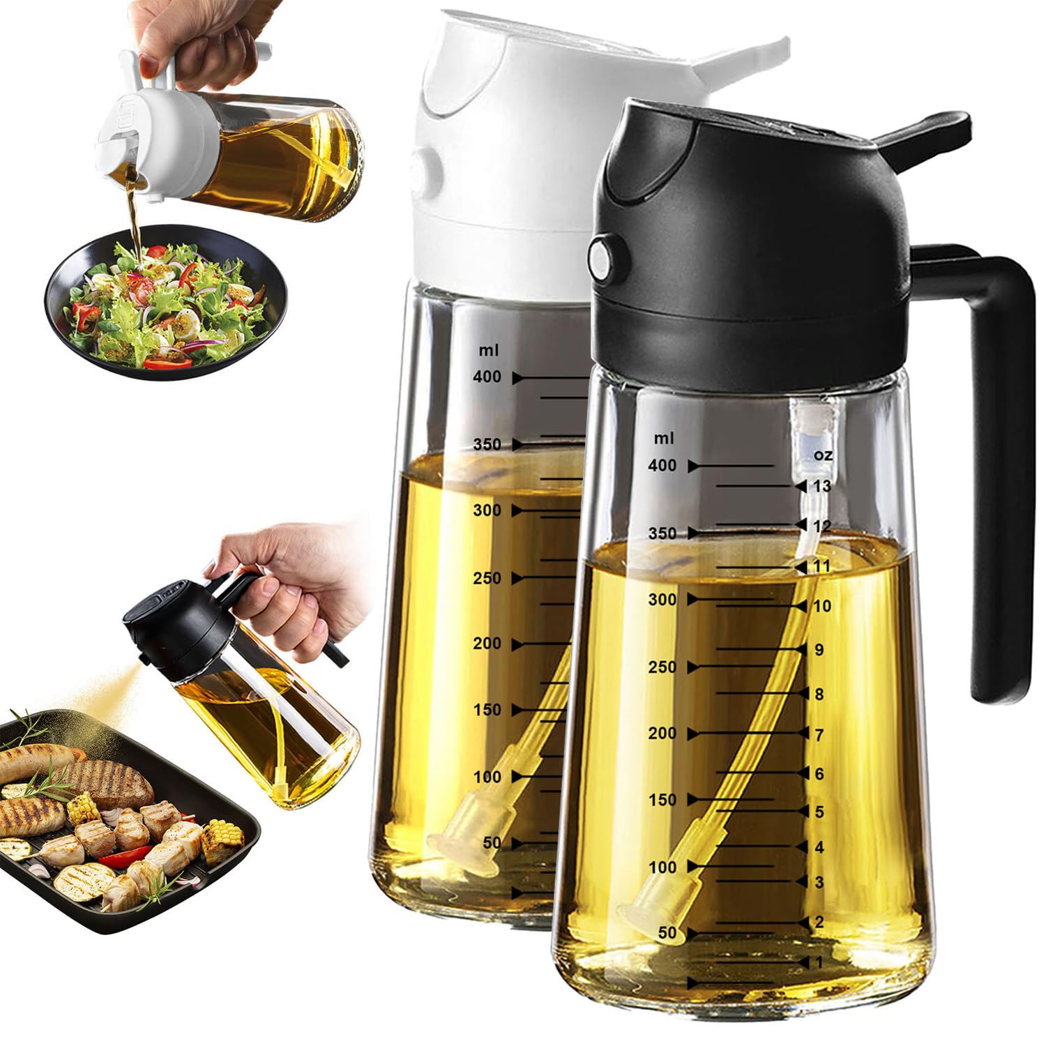 2-in-1 Glass Olive Oil Sprayer Bottle