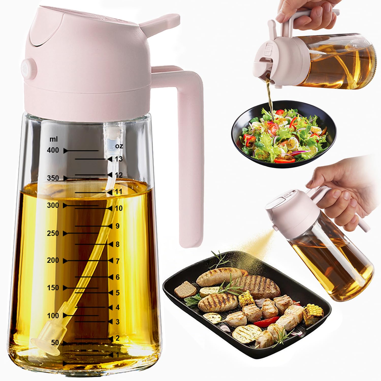 2-in-1 Glass Olive Oil Sprayer Bottle