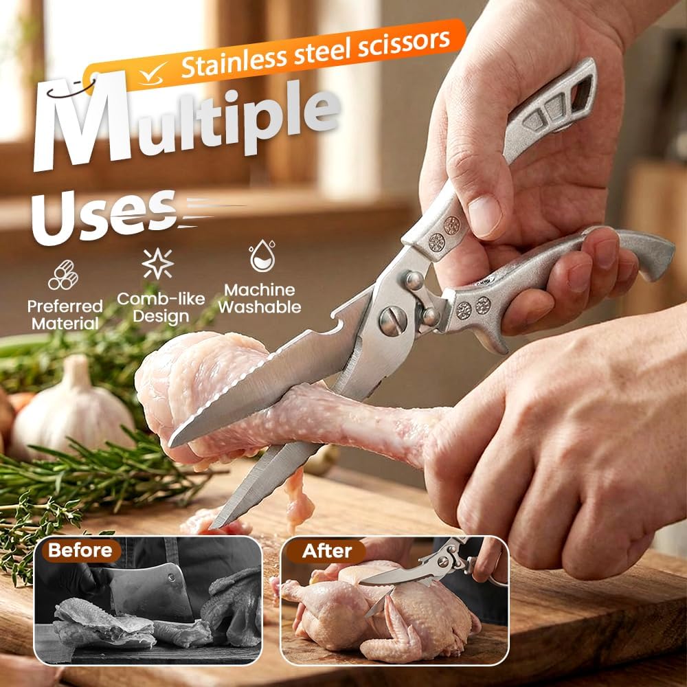 Heavy-Duty Stainless Steel Kitchen Scissors