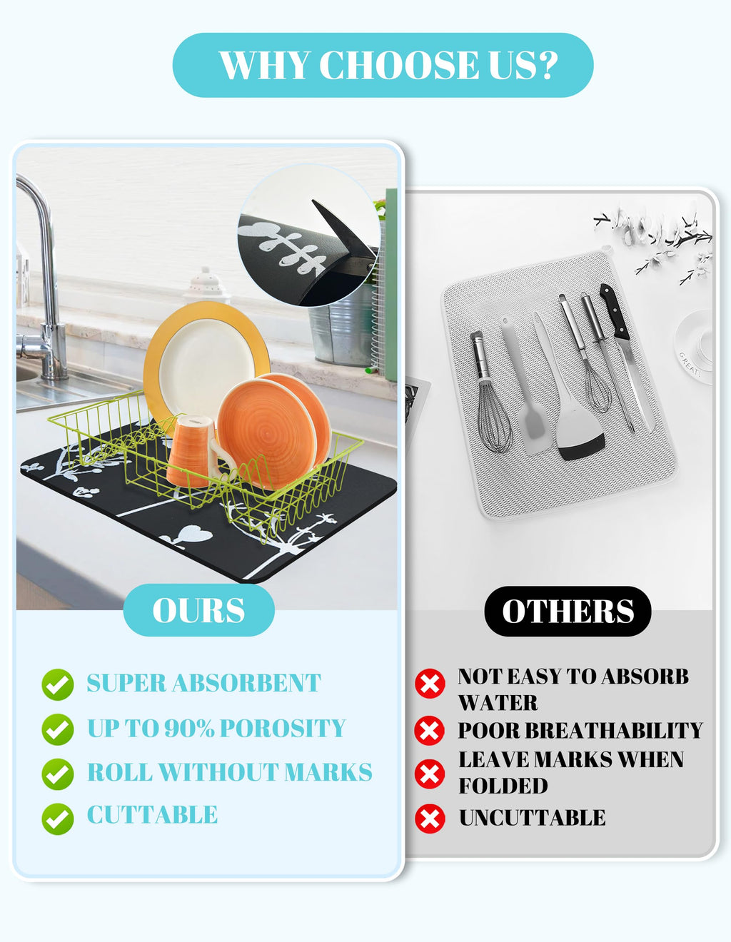Dish Drying Pad for Kitchen Counter