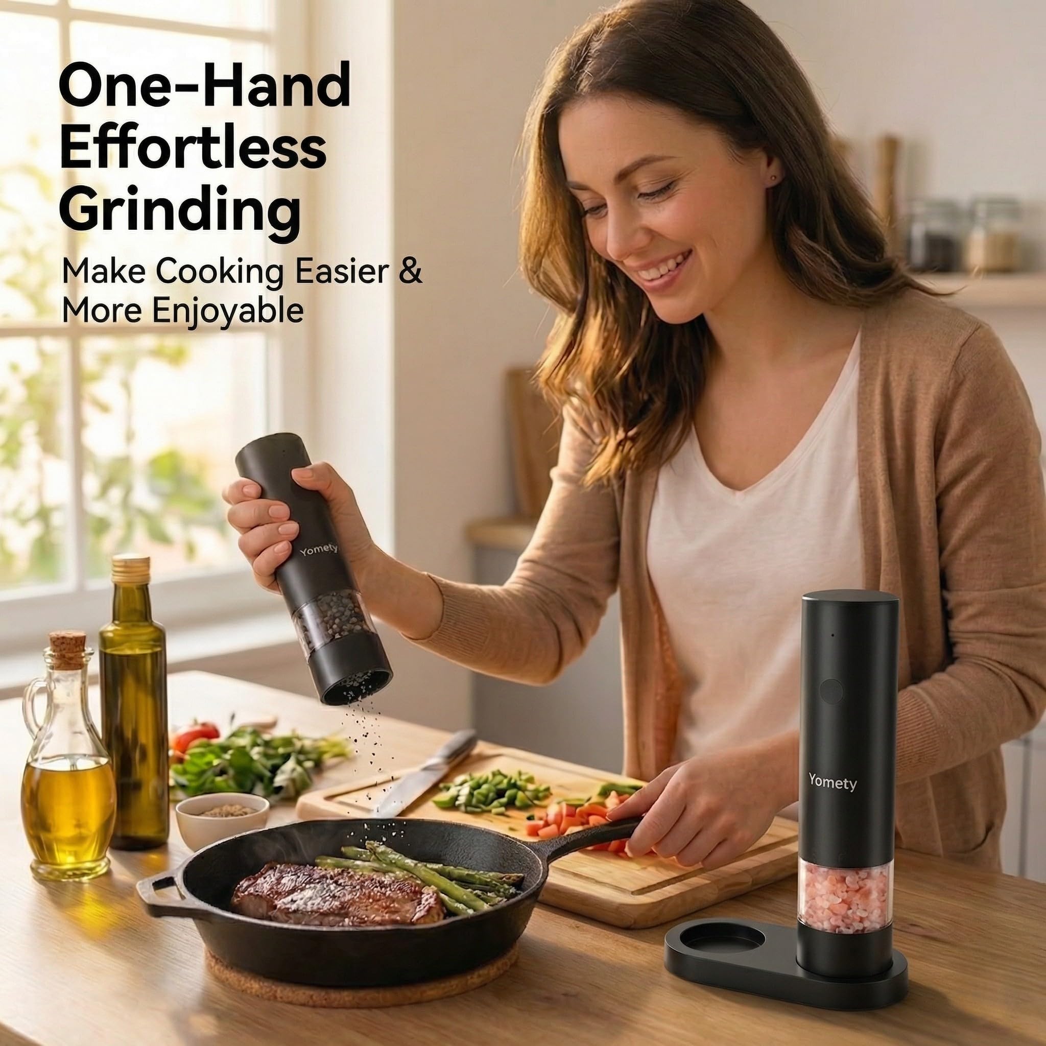 Automatic Rechargeable Salt & Pepper Mill Set