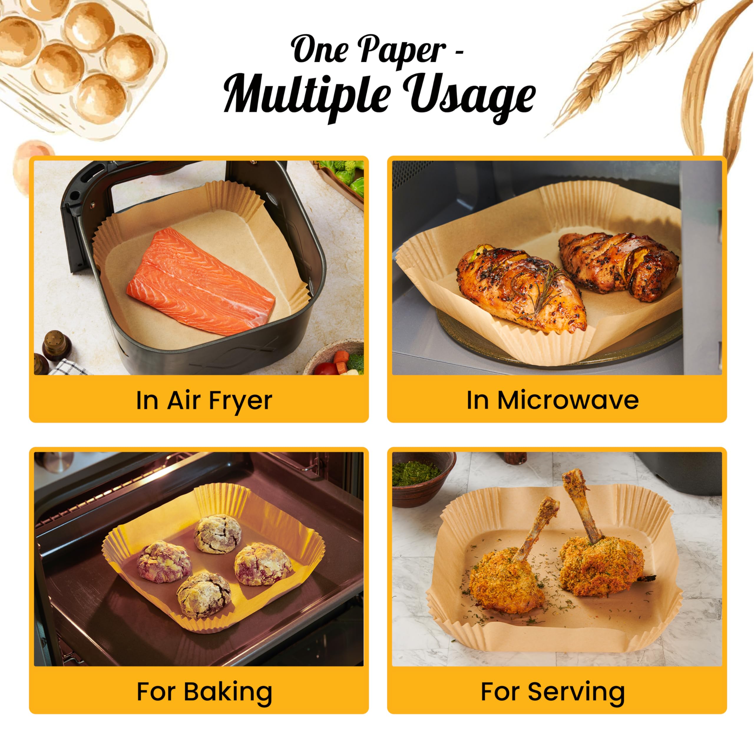 Air Fryer Disposable Paper Liners (125 pcs)