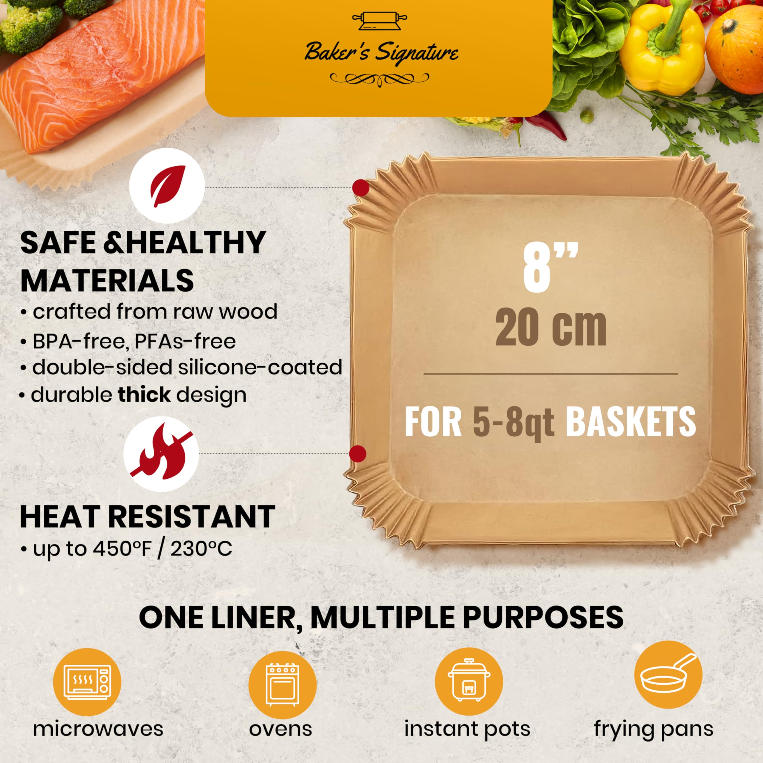 Air Fryer Disposable Paper Liners (125 pcs)