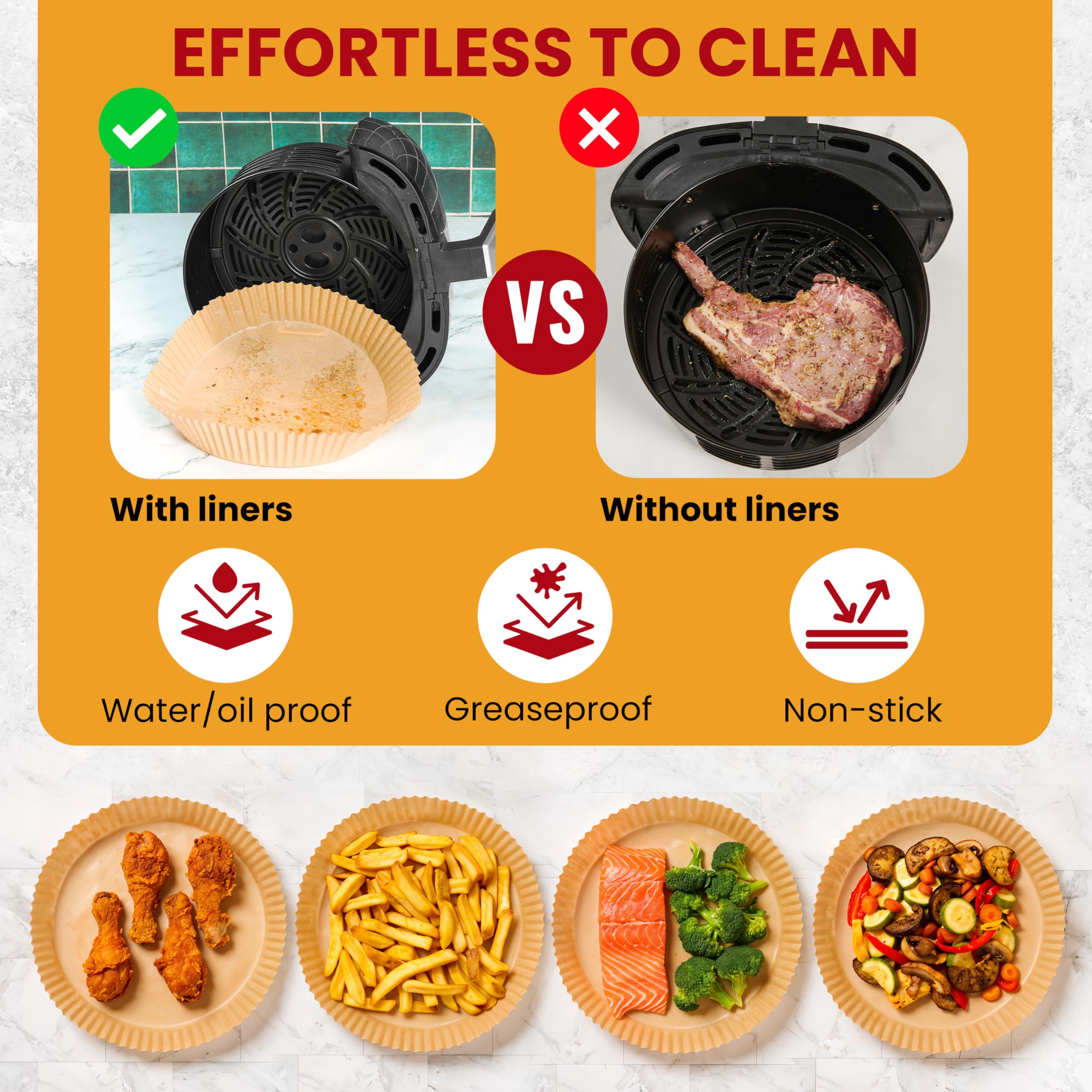 Air Fryer Disposable Paper Liners (125 pcs)