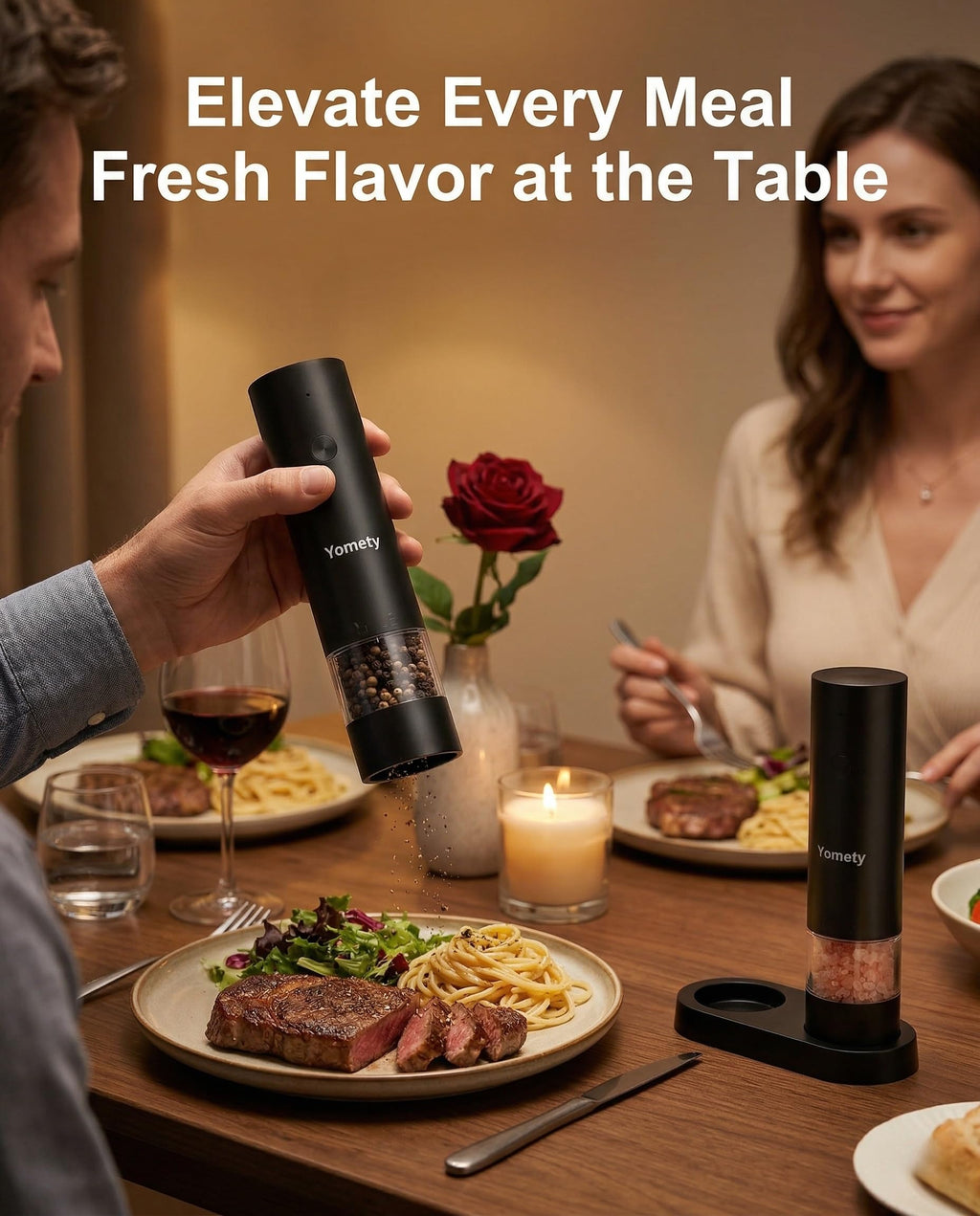 Automatic Rechargeable Salt & Pepper Mill Set