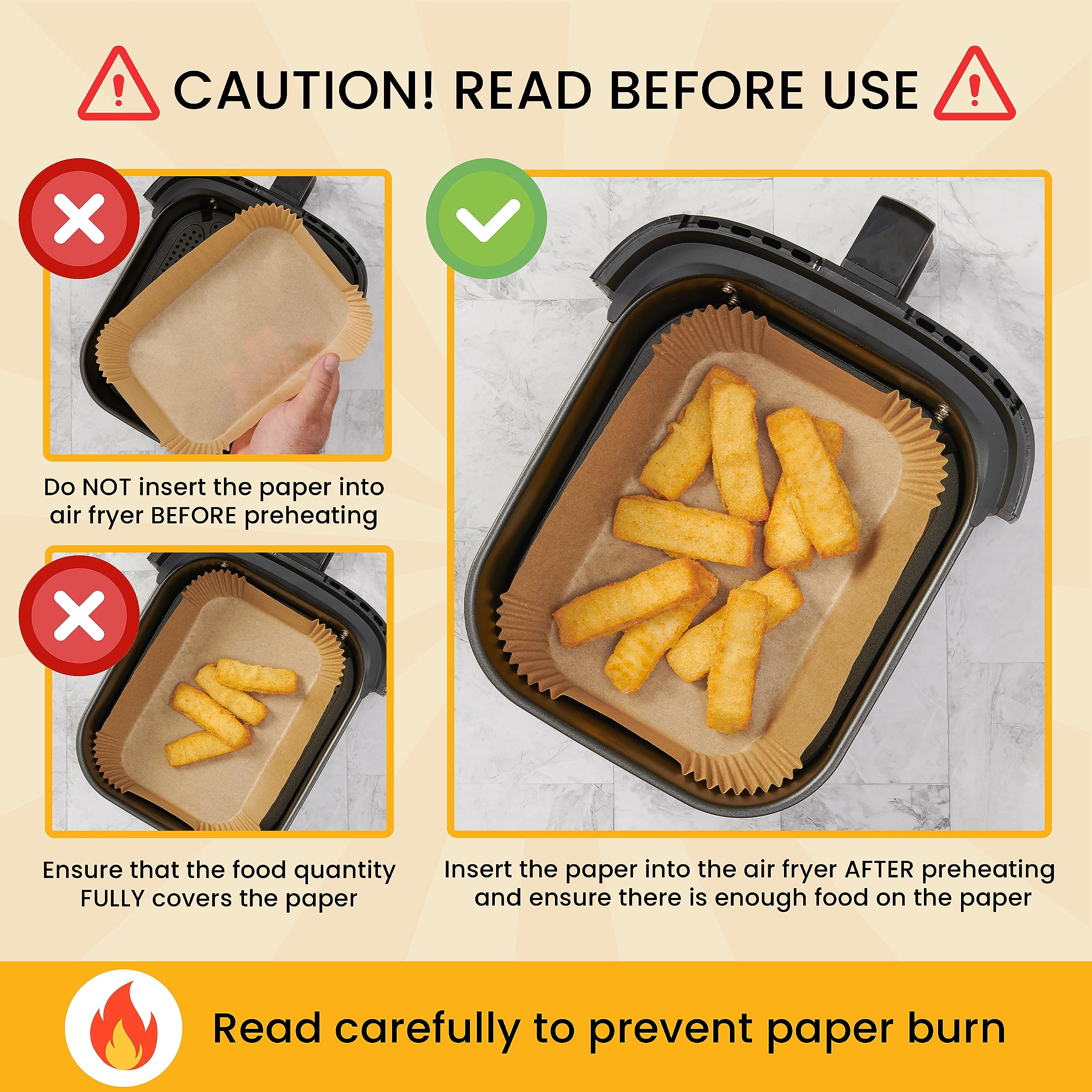 Air Fryer Disposable Paper Liners (125 pcs)