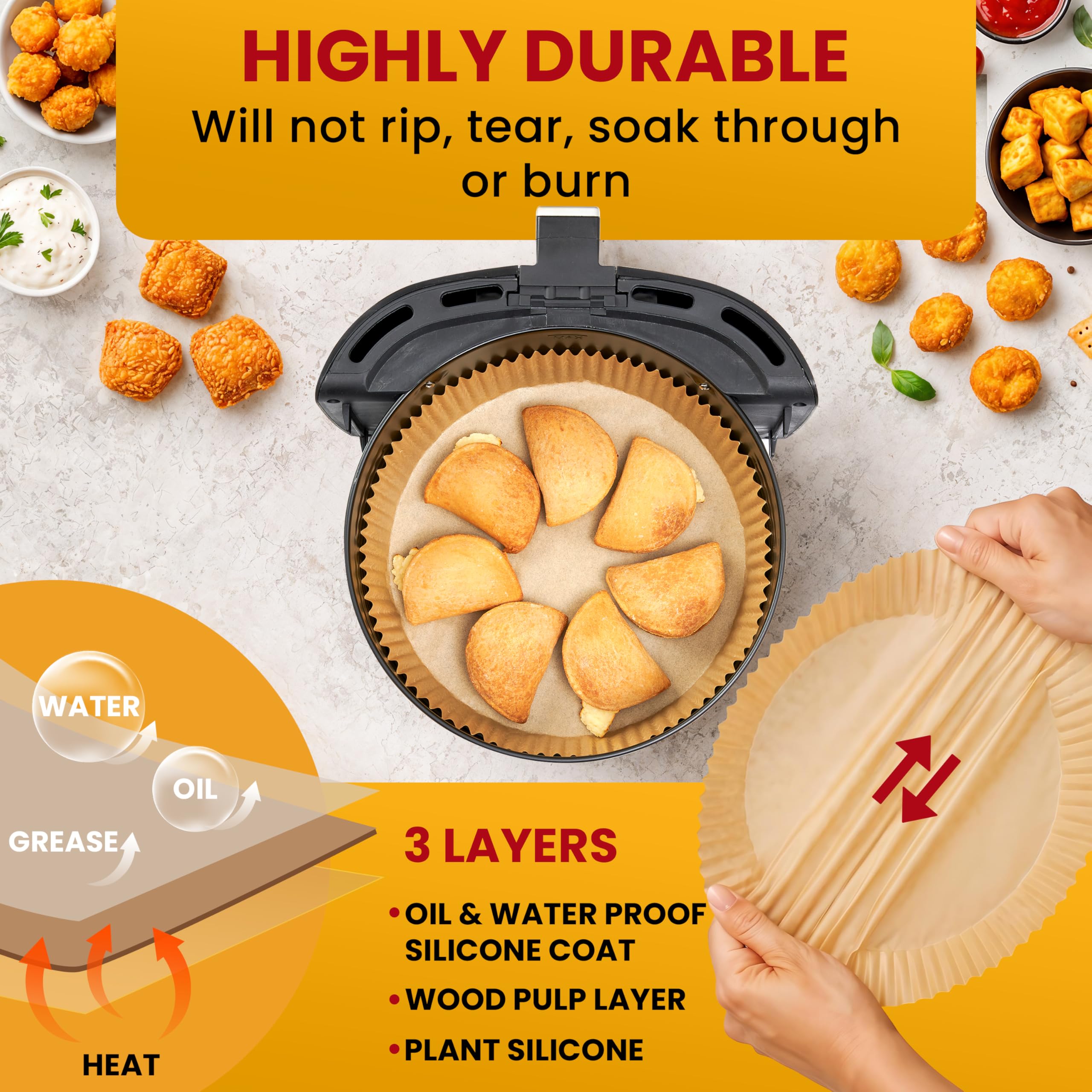 Air Fryer Disposable Paper Liners (125 pcs)