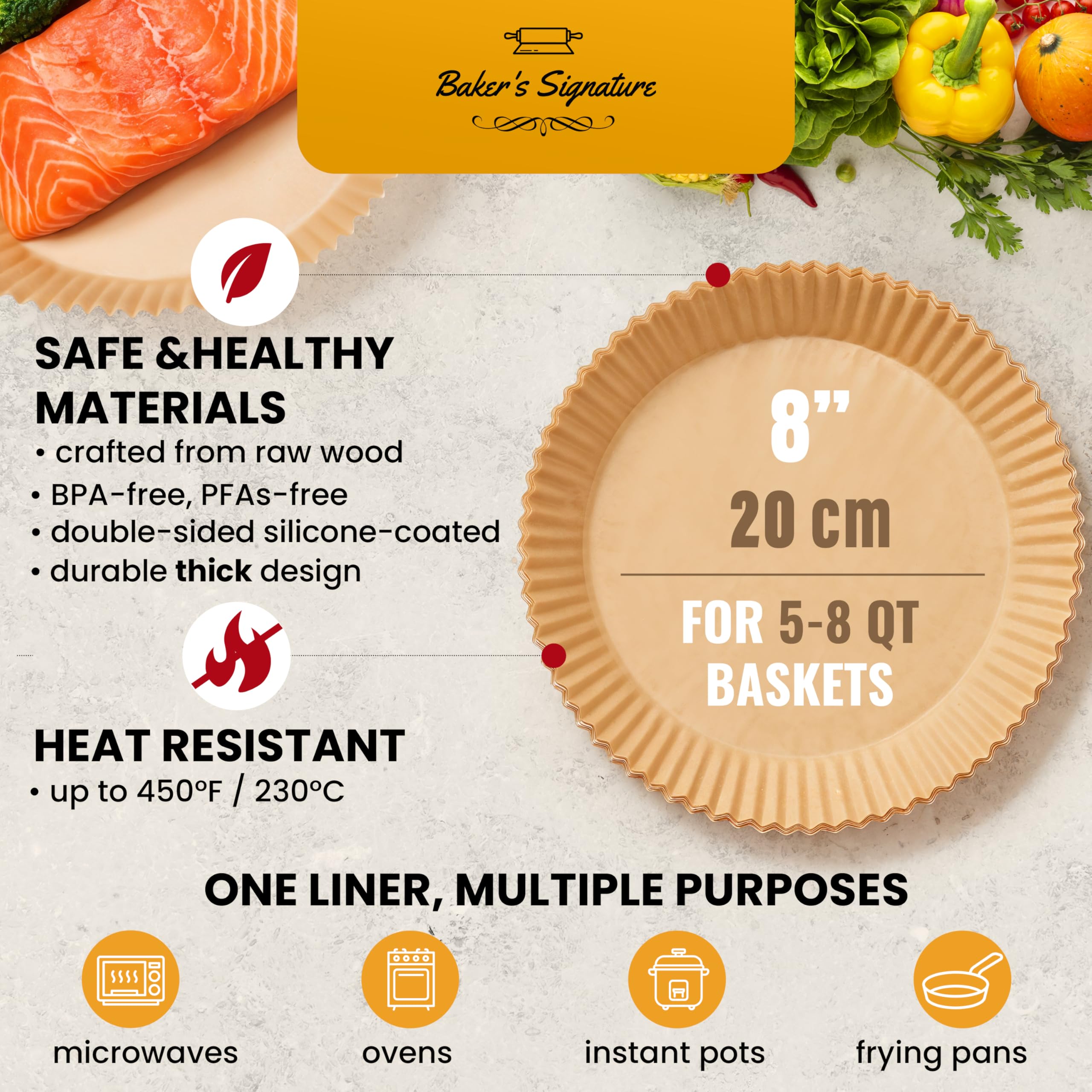 Air Fryer Disposable Paper Liners (125 pcs)