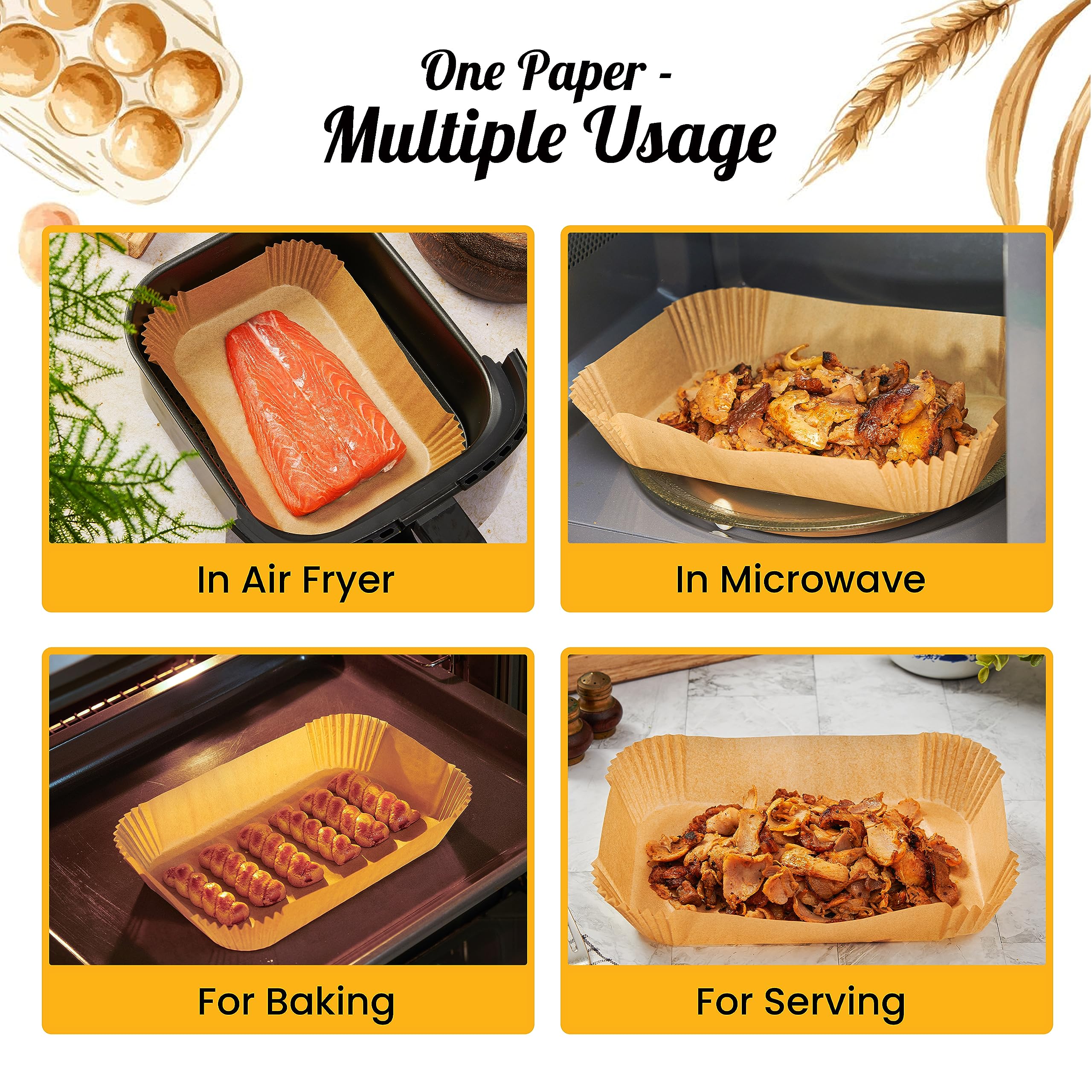 Air Fryer Disposable Paper Liners (125 pcs)